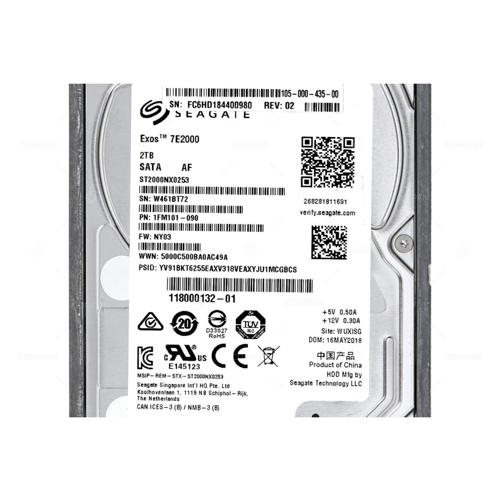 105-000-435-00 EMC HARD DRIVE 2TB 7.2K 6G 2.5 SATA FOR EMC AVAMAR ADS GEN4S ST2000NX0253, 1FM101-090
